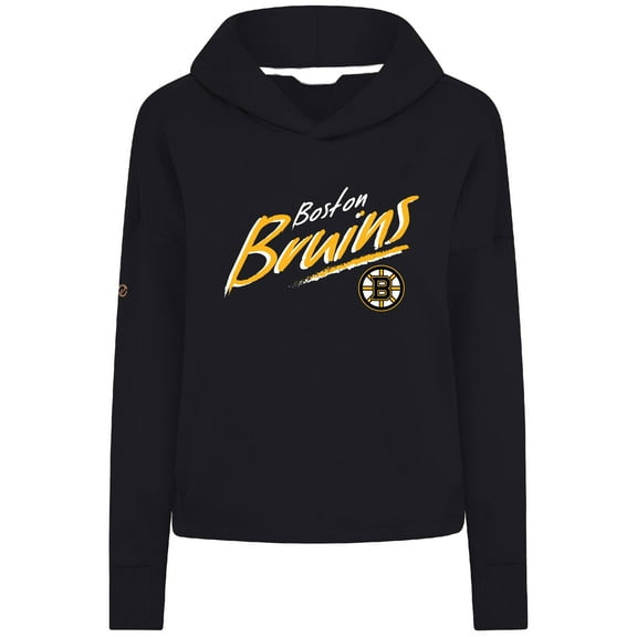 Women's Levelwear  Black Boston Bruins Sweet Sizzle Tri-Blend Cropped Pullover Hoodie