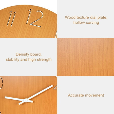 Wall Clock Style Wooden Clock Battery Operated Decorative Round