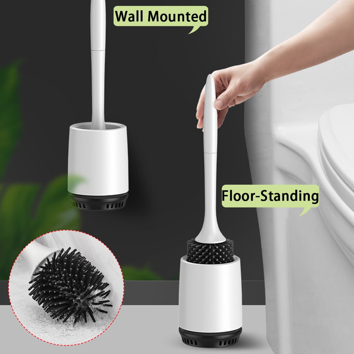 TPR Toilet Brush Soft Bristle Toilet Bowl Brush Holder Cleaning Set