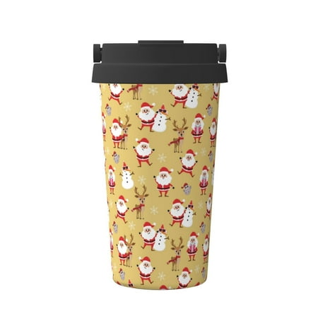 

Matuu Cute Santa and Reindeer for Insulated Coffee Mug Reusable Travel Coffee Cup Spill Proof 16oz Stainless Steel Coffee Cups for Hot/Ice Coffee Tea
