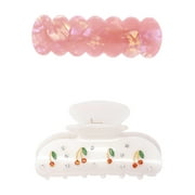 No Boundaries Juniors Barrette and Hair Claw Clip, 2-Pack, White