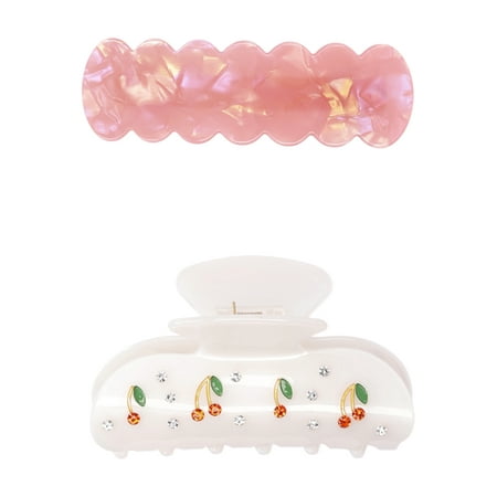 No Boundaries Juniors Barrette and Hair Claw Clip, 2-Pack, White