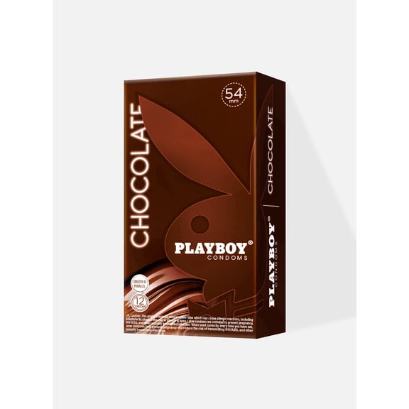 PLAYBOY Chocolate Flavored Condoms – Premium Lubricated Latex, Smooth Sensation, Triple Tested, 12 Count