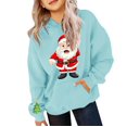 thumbnail image 4 of UACY Kids Girls Christmas Santa Claus Graphic Hoodie Fleece Lined Long Sleeve Hooded Funny Preppy Sweatshirt Fall Winter Pullover Tops (Mint Green, 4-5 Years), 4 of 5