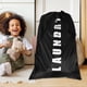 thumbnail image 5 of BRIGHTFUFU 2 bolsas de lavandería resistentes para ropa sucia, bolsa con cordón, lavable, grande, organizador de ropa sucia con cierre de cordón, bolsa de lavado de viaje, gris y negro, 5 of 8
