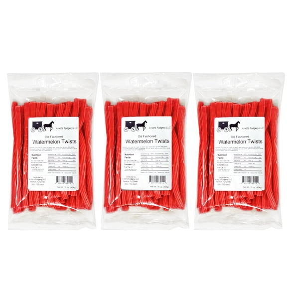 The Amish-Buggy Licorice Twists, Watermelon, 3 x 16 Oz