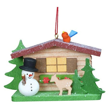 Christian Ulbricht Santa - Christian Ulbricht Cottage with Snowman and Deer Ornament