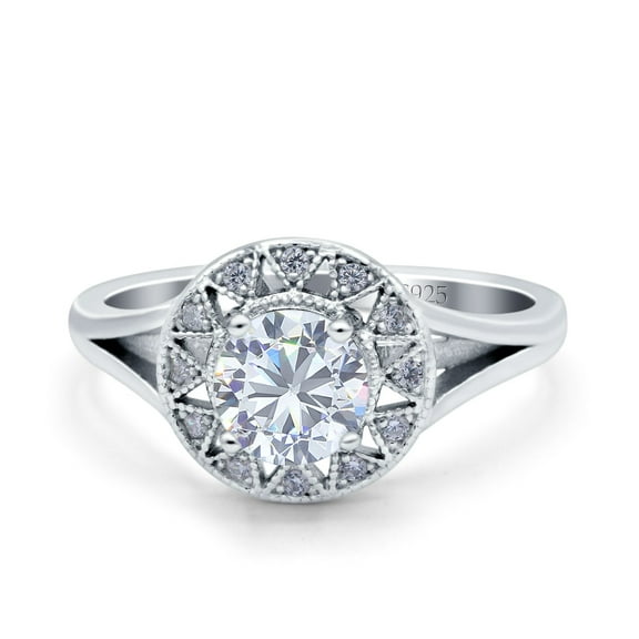 Halo Celtic Round Engagement Ring CZ 925 Sterling Silver Size 5