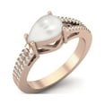 thumbnail image 2 of 2.26 Cts Pear Shape Pearl 925 Sterling Silver Rose Vermeil Solitaire Split Shank Women Mother's Day Gift Ring, 2 of 3