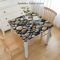 thumbnail image 2 of nygtbtfer Round Tablecloth Fitted Table Cover, Elastic Tablecloths Outdoor Indoor Stretch Cloth Tablecover for Dinner, Party, Shower, Abstract Brown Tiles, 2 of 7