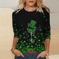 thumbnail image 2 of WZXFASHION Chandails de la Saint-Valentin pour Femmes 2025 Hauts à Manches 3/4 Chandail à Col Rond Blouse T-shirt Pailleté Liquidation T-shirt à Manches Longues pour Femmes, 2 of 5