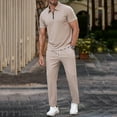 thumbnail image 2 of VBTAPA 2 Piece Outfits for Men Quarter Zip Polo Shirt and Pants Set Short Sleeve Casual Sweatsuit Track Suits with Pockets Khaki S, 2 of 5