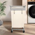 thumbnail image 2 of Laundry Hamper with Wheels, 160L Rolling Laundry Sorter Cart with Heavy Duty Steel Frame, Large Clothes Hamper with Handles for Bedroom, Bathroom, Laundry Room, Beige and Gray, 2 of 4