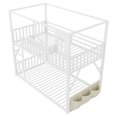 thumbnail image 6 of HOQBN Floor Bunk Bed Twin Over Twin,Metal Low Bunk Bed Frame with Storage Shelves and Storage Bag,White, 6 of 17