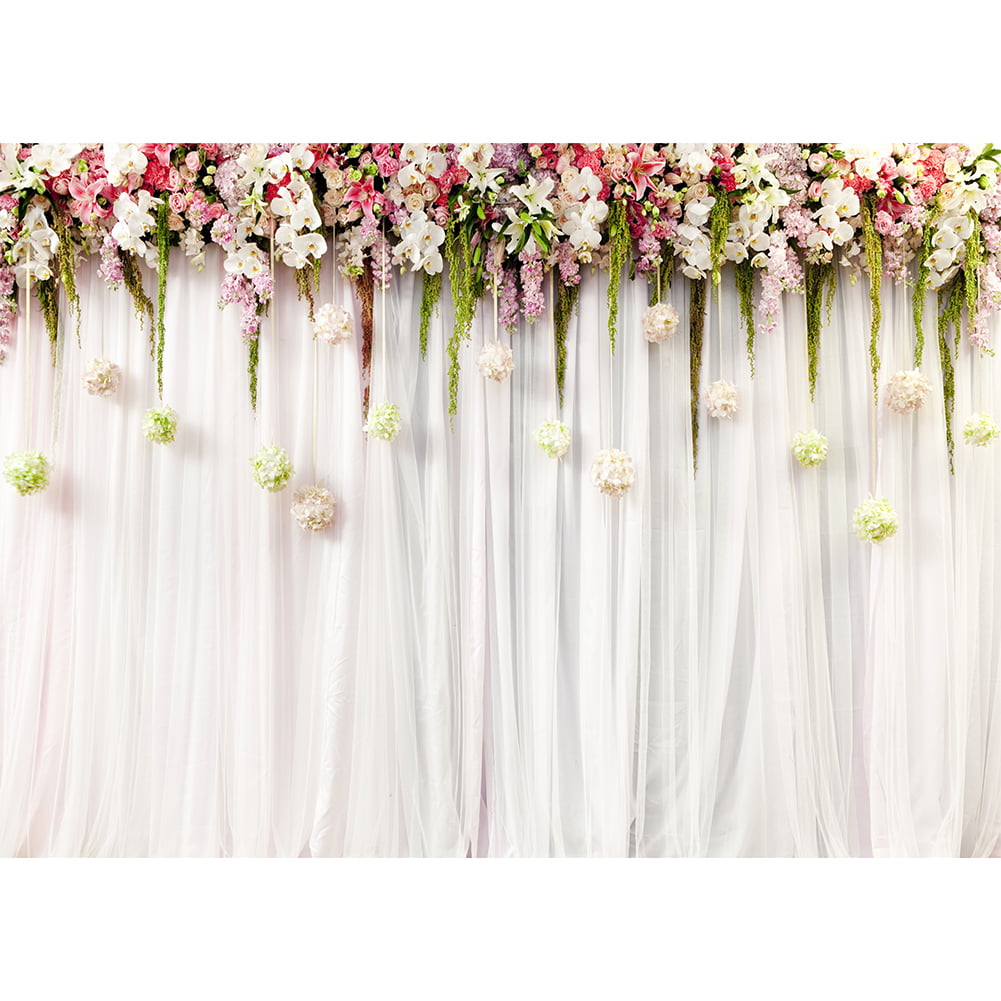 8x6.5ft Graceful Small Flowers Wall Backdrop Polyester Spring Scenery Wedding Ceremony Background Landscape Wallpaper Wedding Event Activities Adult Portrait Shoot Studio Props 