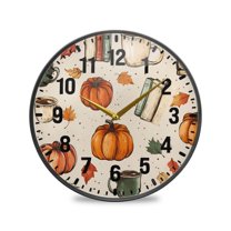 Yayeee Wall Clock Battery Operated 11.9" Silent Non-Ticking for Living Room, Beige Fall Coffee