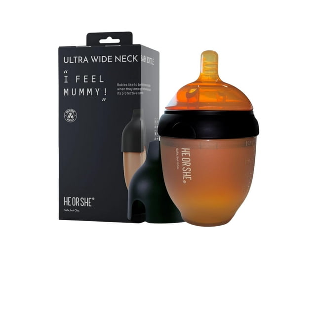 Biberón de silicona de cuello ultra ancho HE OR SHE, 160 ml, paquete de 2