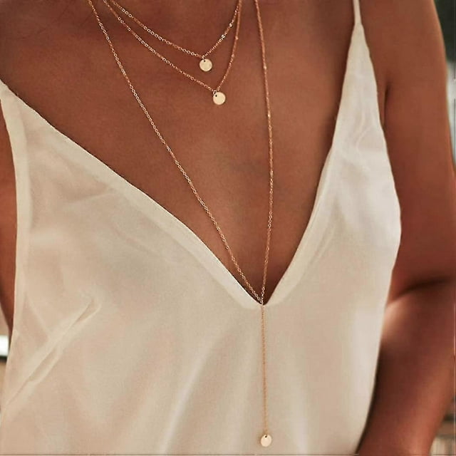 Fashion Layered Long Necklace Coin Pendant Necklaces Chain Charm Necklace Jewelry For Women And Girls