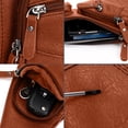 thumbnail image 6 of Halons Leather Chest Bag Waterproof Crossbody Sling Bag for Men Women | Adjustable Strap, Anti-Theft Shoulder Purse, PU Material, Coffee Brown Black | Travel Commuting Sports Street Fashion Organizer, 6 of 6