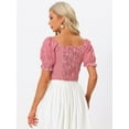 thumbnail image 3 of DARING DIVA Women's Smocked Crop Gingham Blouse Top XS Red, 3 of 6