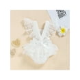 thumbnail image 3 of Franhais Baby Girl’s Fly Sleeve Romper Fashion Solid Color Lace Embroidery Bandage Triangle Jumpsuits, 3 of 9