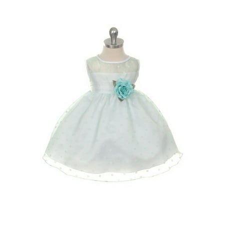 - Kids Dream Baby Girls Mint Sash Dot Sheer Flower Dress 12M
