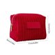 thumbnail image 3 of Neceser de terciopelo a rayas bordadas | Neceser rojo impermeable para maquillaje | Organizador de viaje suave para brochas y pintalabios | Estuche portátil de 17 x 12 x 9 cm, 3 of 6