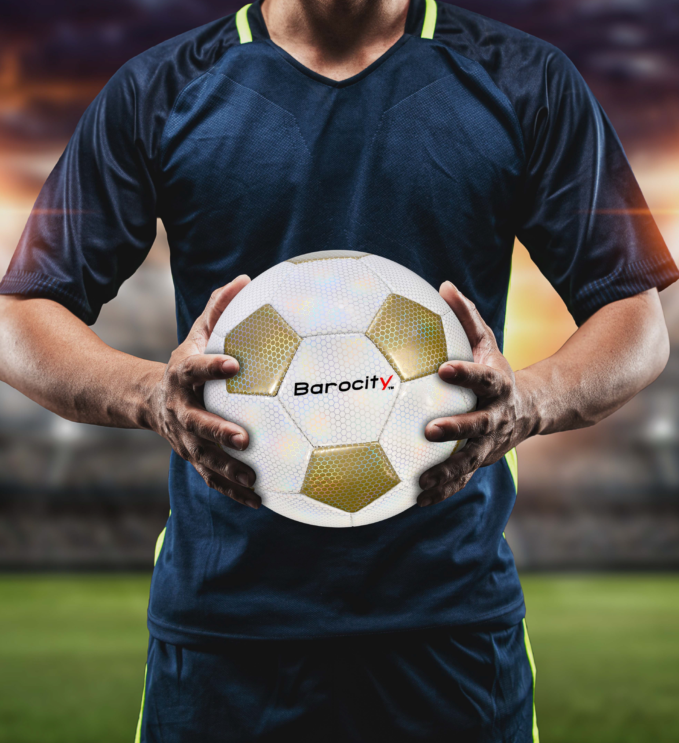 Barocity Iridescent Soccer Balls Set of 4 – Black, Gold, Silver and White Official Match Ball with Reflective Hex Pattern, Sport Soccer Balls for Indoor and Outdoor Training and Practice - Size 5