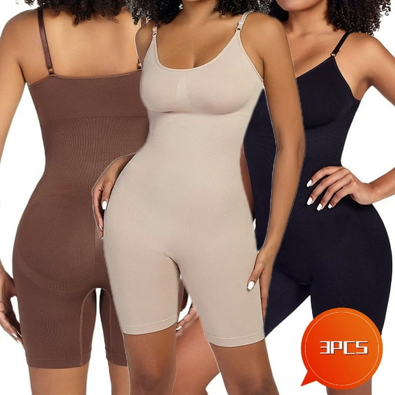 SEZZGU 3pcs Women Belly Control Full Bodysuit Shapewear Body Shaper Butt Lift Thigh Slim US