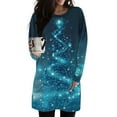 thumbnail image 7 of Christmas Outfit for Women Long Sleeve Loose Fit Tunic Tops with 2 Pockets Crewneck Xmas Printed T-shirts (S, Blue), 7 of 7