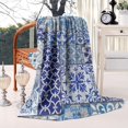 thumbnail image 2 of Blue Ethnic Floral Patchwork Pattern Blanket,Comfortable Soft Lamb Wool Throw Blanket,All Season,Warm Lightweight Blankets for Sofa Bed Couch Living Room Chair,40"x50", 2 of 4