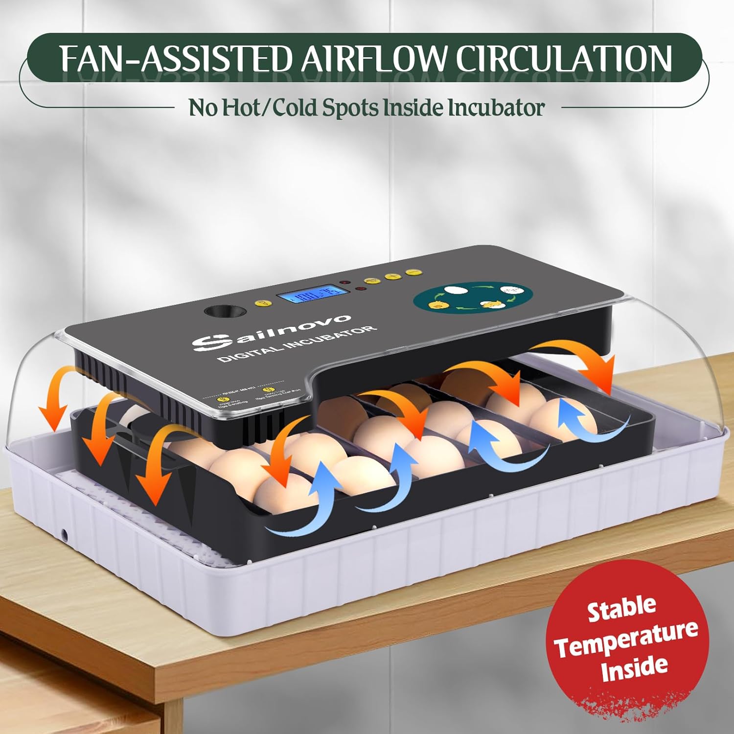 Adnoom Egg Incubator, 15 Eggs Automatic Incubator with Temperature Control and Automatic Egg Turning Function for Hatching Chickens, Ducks, Quails, and Birds, the Best Choice for Children's Gifts