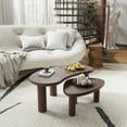 thumbnail image 5 of MAYEERTY 48" Cashew - Shaped Coffee Table Set, Modern Solid Wood Irregular Side Table for Living Room, Walnut, 5 of 10