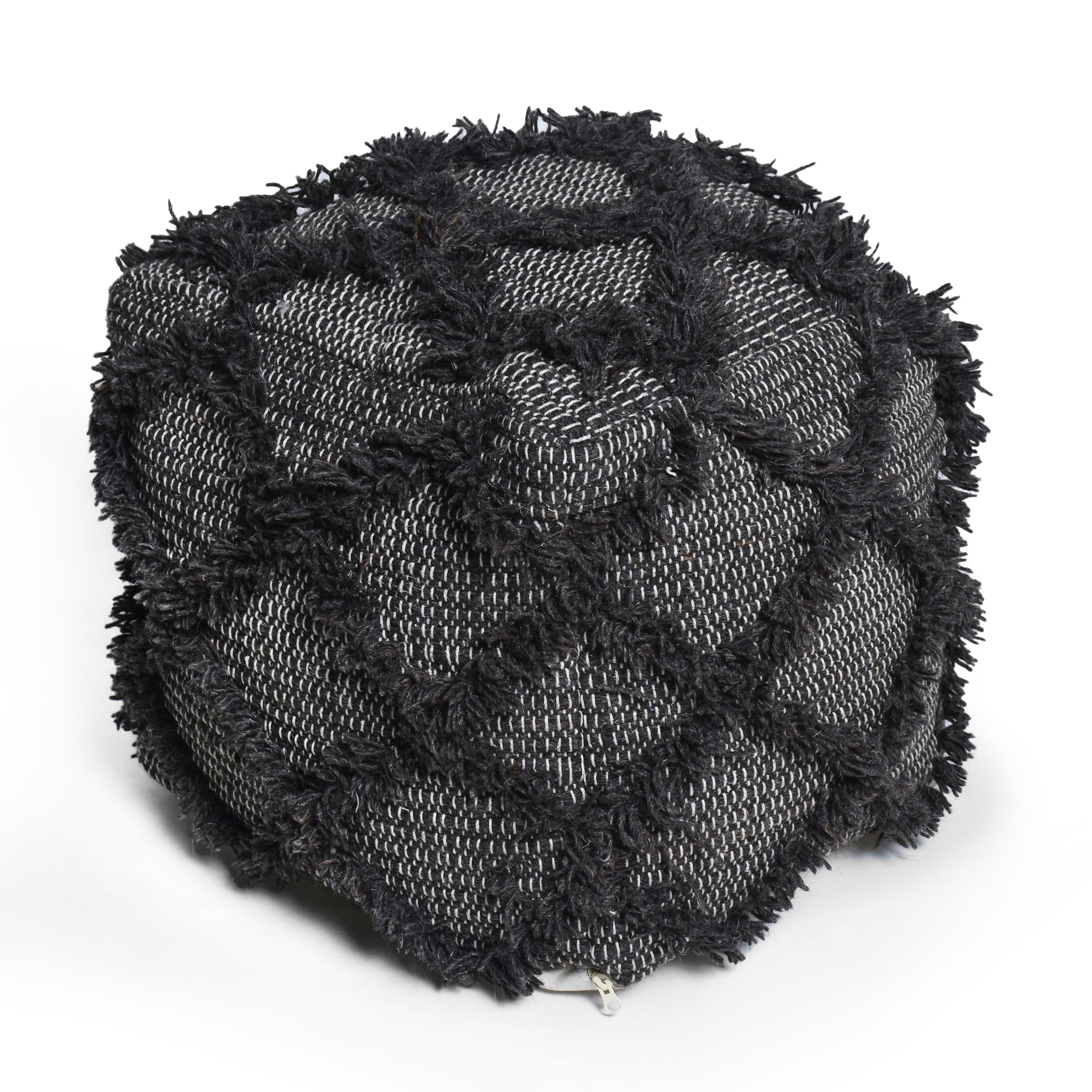 Noble House Cohen Fabric Cube Pouf, Brown