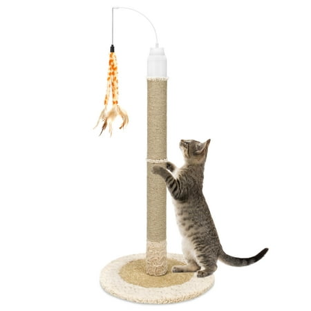 Best Choice Products 40in Electronic Rotating Cat Scratching Post w/ Adjustable Height, Sisal Rope, 5 Toy (Best Cat Scratching Post Australia)