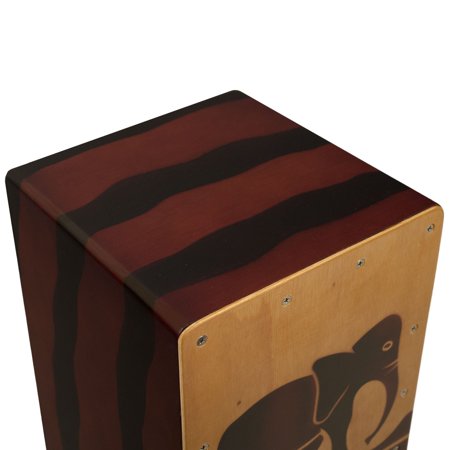 Sawtooth Harmony Series Hand Stained Elephant Design Travel Size Cajon with Drum Sack Carry Bag