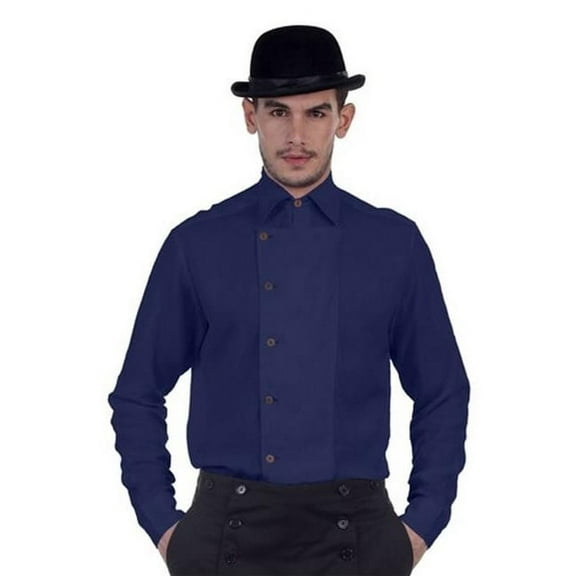 The Pirate Dressing C1293 Ulysses Side-Button Shirt- Navy Large
