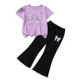 thumbnail image 2 of Cethrio Girls Summer Outfit Sets Short Sleeve, Short Sleeve 2 Piece Printed Kids' Clothing Sets Purple Size 6-7 T, 2 of 4