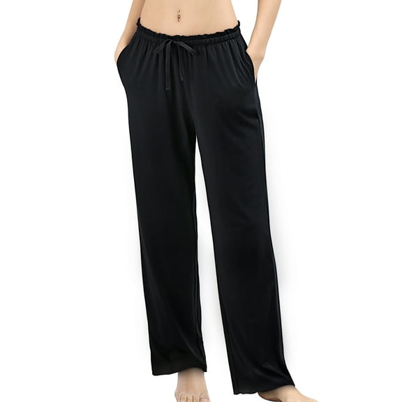 EA'S SECRET Wide Leg Pajama Pants for Women Bamboo High Waist Sweatpants Casual Lounge Yoga Pants Sleep Bottoms(Black,L)