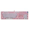 thumbnail image 2 of Teclado mecánico real con sublimación de teclas Steampunk rosa para niña, con cable azul y blanco, para computadora, 2 of 2