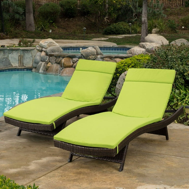 Set of 2 Blue Cushion Pads For Outdoor Chaise Lounge Chairs