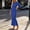 Blue, variant on Qulqfy Womens Summer Dresses Boho Maxi Solid Casual Long Sleeve Wedding Guest Scoop Neck Flowy Corset Black Ruched Beach Long Dresses L