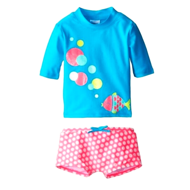 Carter's 2-Piece Swim Set for Baby Girl's Fish Dots Ruffle Swimwear Flutter Sleeve UPF 50+ Sun Protection 6 Months
