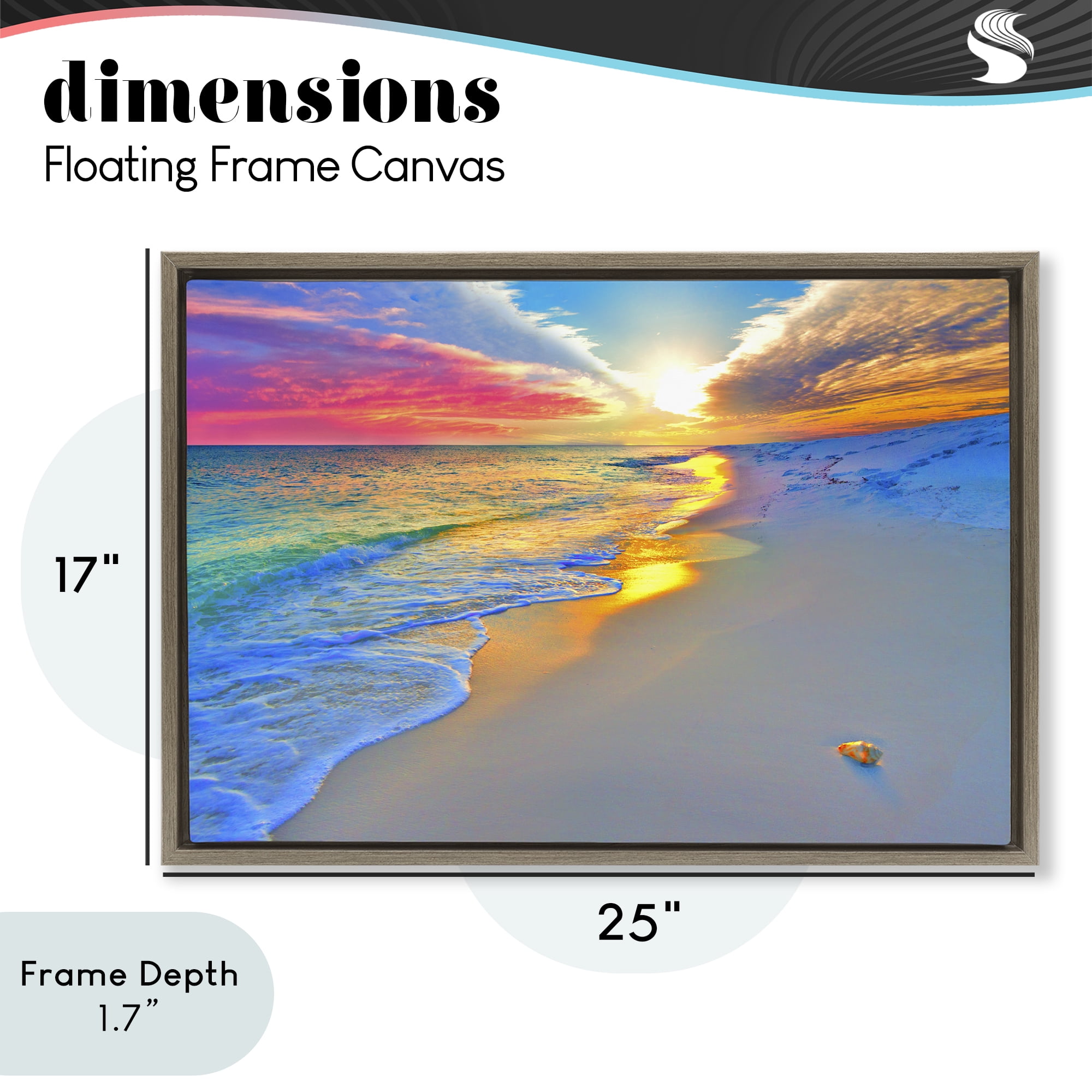 Stupell Industries Prismatic Rainbow Sunset Beach Brown Framed Floater Canvas Wall Art, design by Eszra Tanner