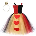 thumbnail image 2 of Vestido de tutú de reina de corazones roja para niñas, vestidos de fiesta de carnaval, cumpleaños, reina malvada de Alicia, disfraz de Halloween para niños, ropa, 2 of 5