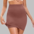 thumbnail image 2 of ZQUUVOU Women's Bodycon Mini Skirt with Built-in Shorts High Waist Yoga Skirt 2 in 1 Tummy Control Stretchy Club Tight Skirts Brown, 2 of 5