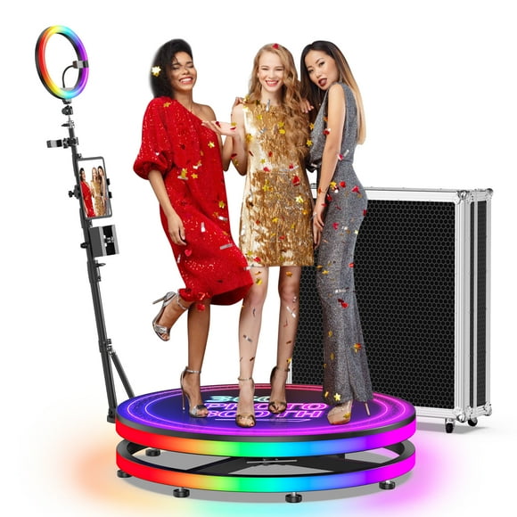 FROECTRY 360 Photo Booth Machine 23.6”/60CM APP Remote Control Custom Logo with Ring Light for Parties ,For 1-2 People