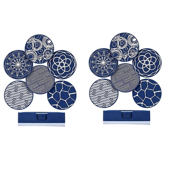 12Pcs Drink Coasters,Round Silicone Rubber Cup Pad with Storage Box,Suitable for Bar, Table Decoration, Protect Desktop