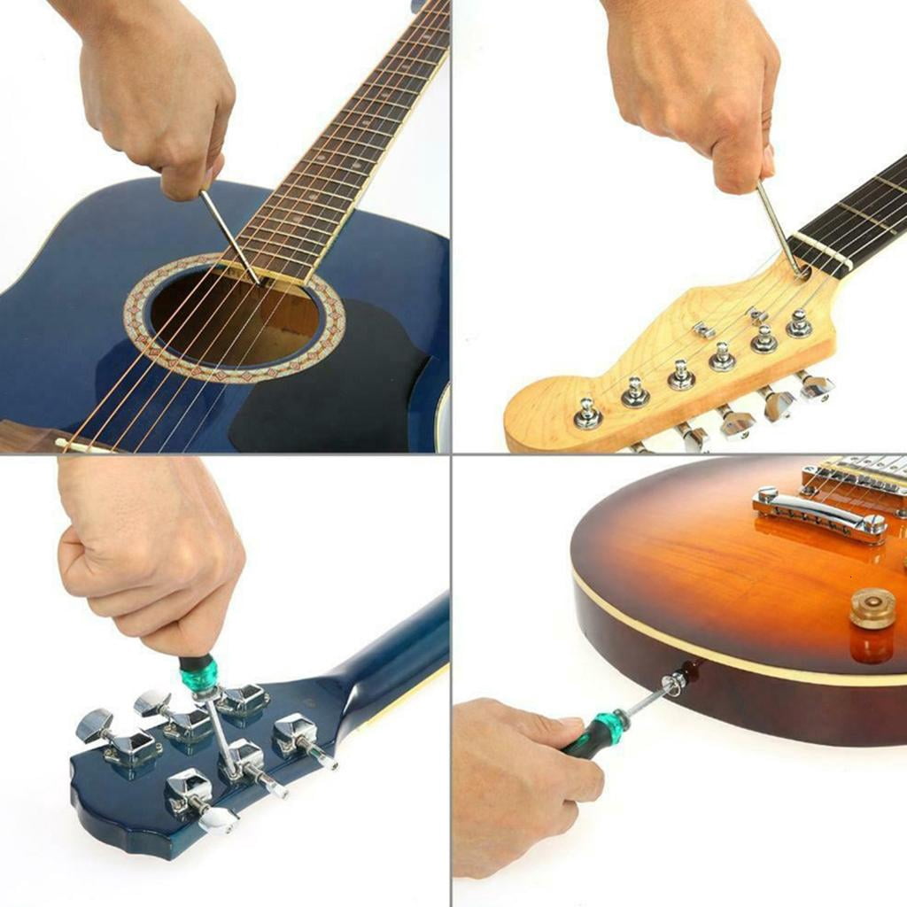 Yihuala Complete String Instrument Repair Set Includes Measurement Files Wrenches Perfect for Guitar Bass Banjo Maintenance