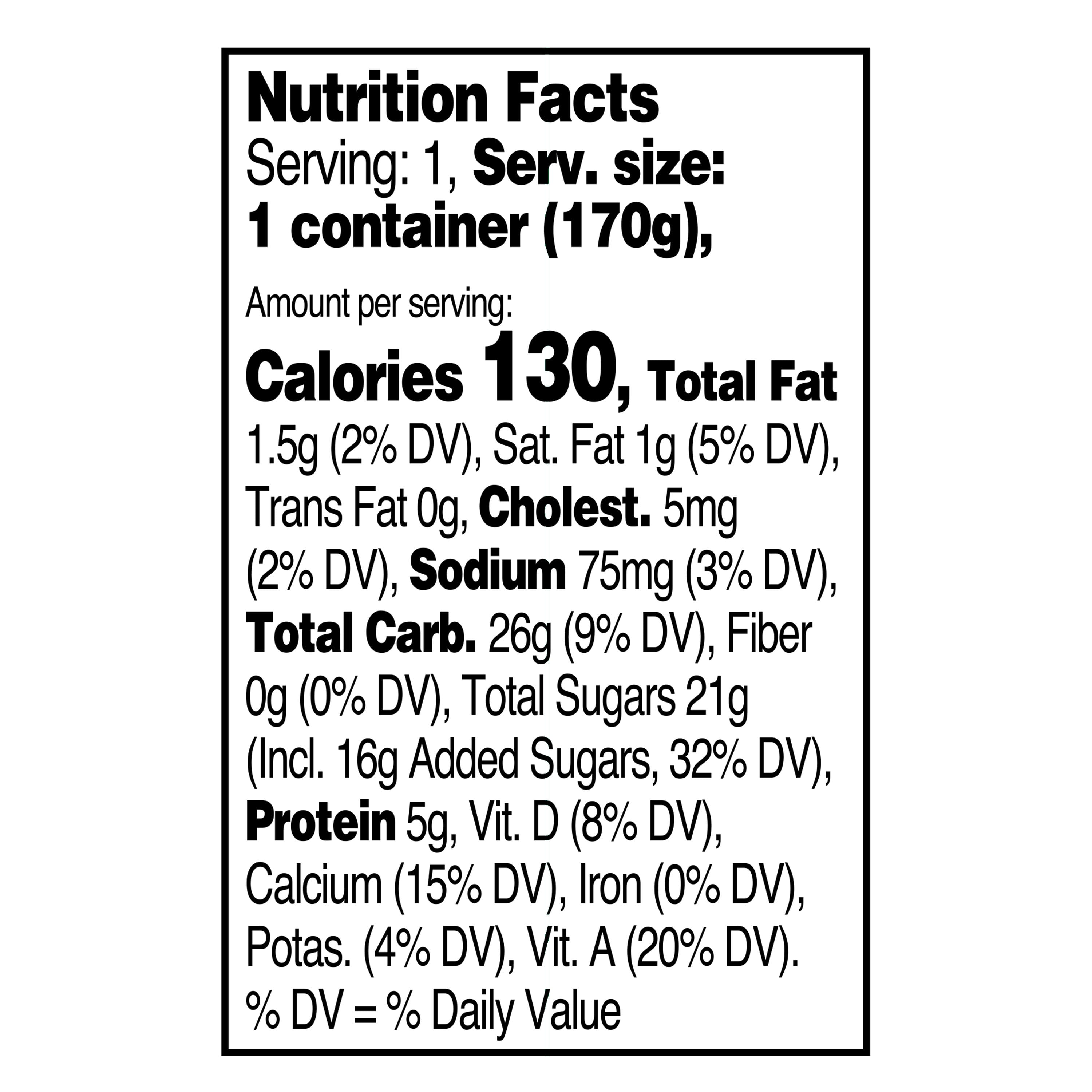 Great Value Original Vanilla Low-fat Yogurt, 6 oz Cups, 4 Count